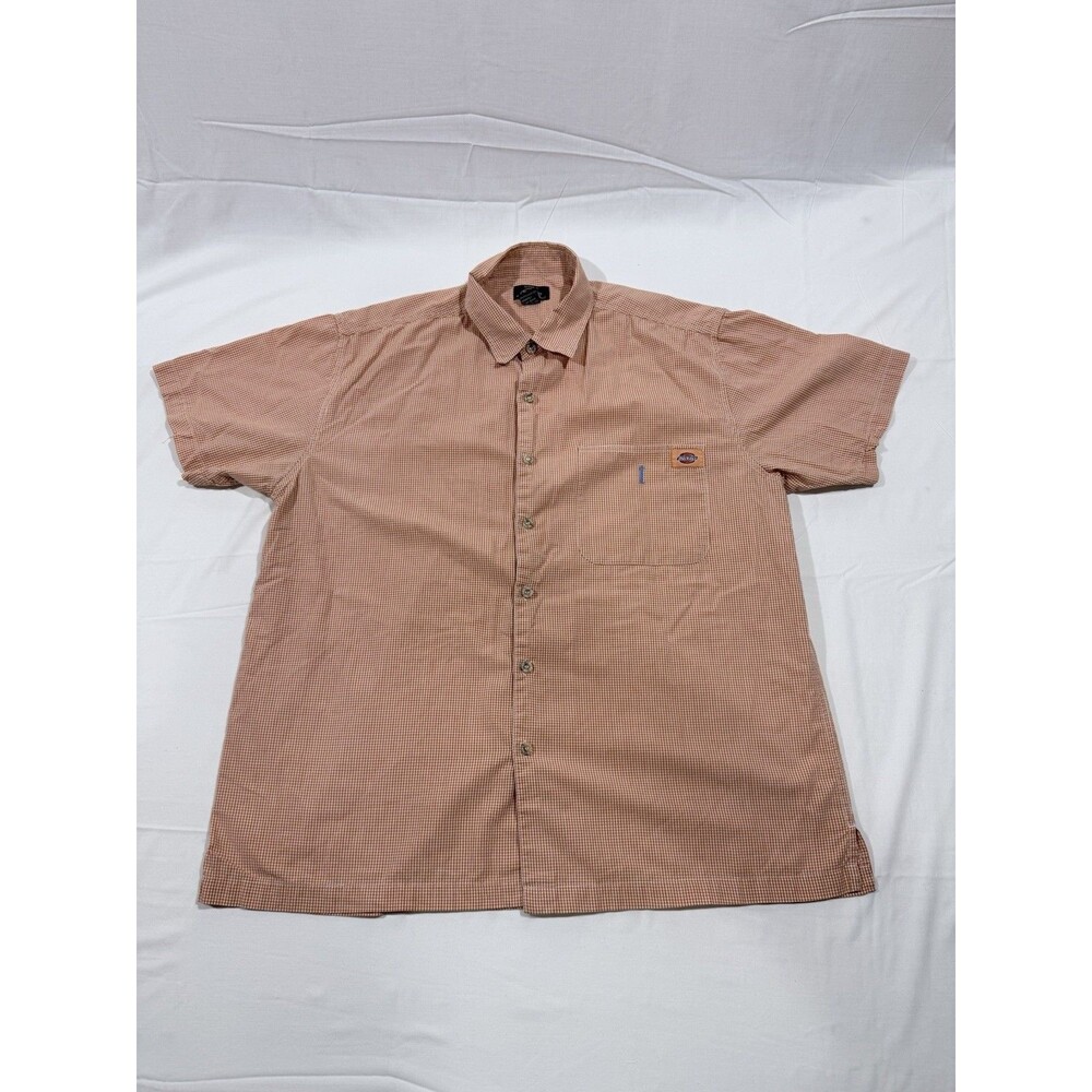 Dickies Mens Button Down Short Sleeve Casual Shirt XL Orange/Rust Color